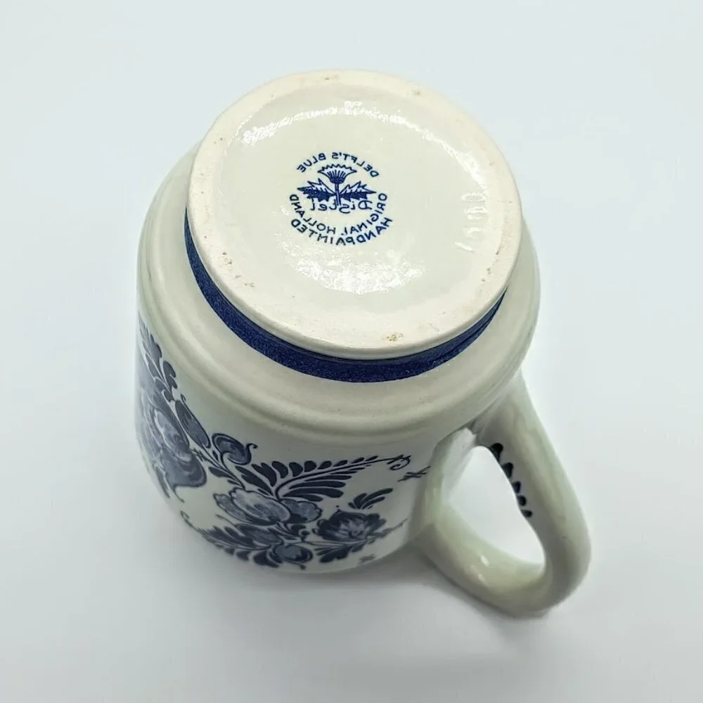 Vintage Delft Blue Distel Hand Painted Holland Ceramic Pitcher